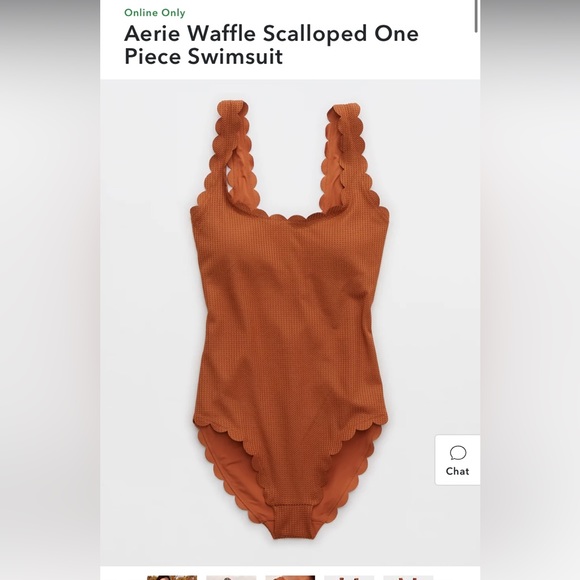 aerie Swim Nwt Aerie Waffle Scalloped One Piece Swimsuit Juniper Brown Large Long Poshmark